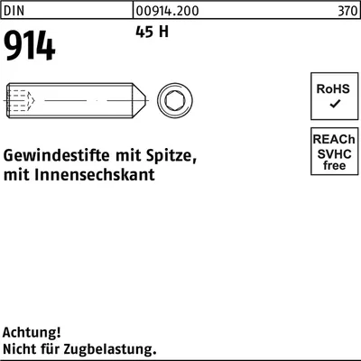 Produktbild von Reyher  Gewindestifte DIN 914 45 H M 2 x 3 (500 Stück)
