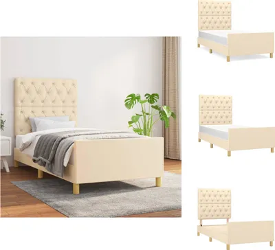 Produktbild von vidaXL Bettgestell mit Kopfteil Creme 80x200 cm Stoff -  Betten & Bettgestelle