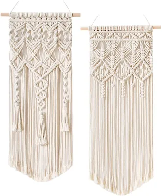 Obrázok produktu pre 2 ks Macramé Nástenné závesné Boho Deco Chic Tkané tapisérie - Krásny byt Spálňa Svadba Byt Izba Dekorácie Domov Dekorácie, 71cm (D) x 33cm (Š) a 73cm (D) x 33cm (Š)