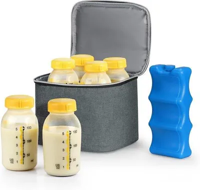 Produktbild von Famanu Kühltasche mit Kühlakkus (380 ml) - Kompakt und vielseitig - Ideal für Picknicks, Reisen, Camping - Für 6 Babyflaschen