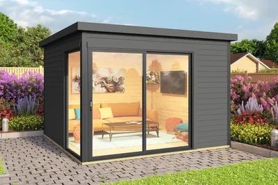 Produktbild von Gartenhaus weka Designhaus 412 Gr. 1 inkl. Fußboden 319,6 x 319,6 cm anthrazit