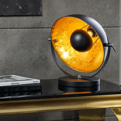 Produktbild von cagü: Tischlampe SPOT Schwarz-Gold 38cm Edelstahl Aluminium Blattgold