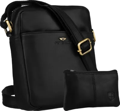 Obrázek produktu pro Peterson pánská crossbody taška z přírodní kůže černá 21x17 cm