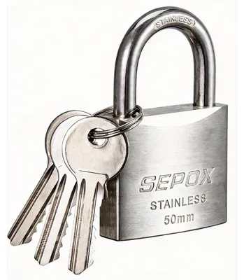 Image de Cadenas de sécurité pour l'extérieur, 50 mm, argent, en acier inoxydable, étanche et résistant à la corrosion