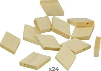 Image de 24 perles en bois en forme de losange 30 mm
