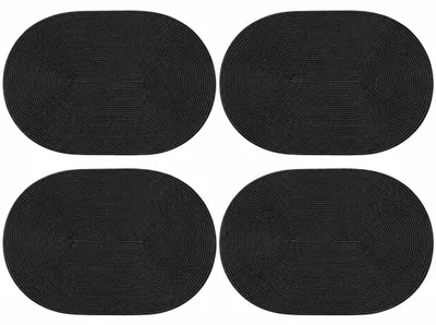 Produktbild von Platzset 4er Set Schwarz oval 45x30 cm Platzdeckchen Tischset geflochtene Optik