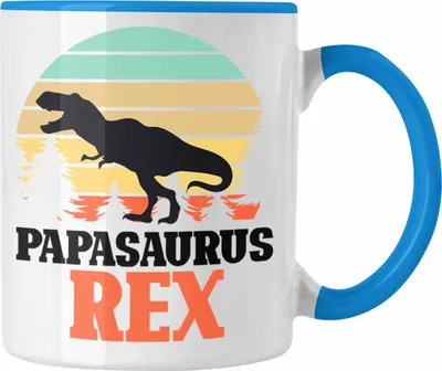 Produktbild von Trendation - Papasaurus Rex Tasse Geschenk für Vater Papa Vatertag Lustiges Geschenk Dinosaurier T-Rex (Blau)