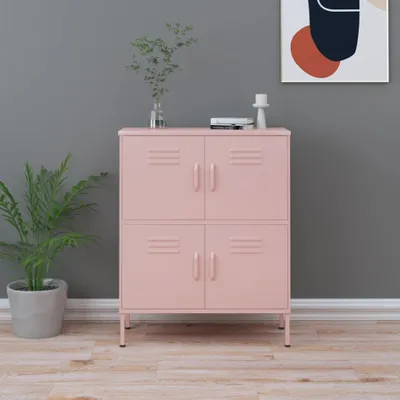 Zdjęcie produktu dla The Living Store Szafka do przechowywania różowa 80x35x101,5 cm stalowa