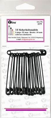 Sicherheitsnadeln 14 Stück, maxi, 55 mm, schwarz lackiert