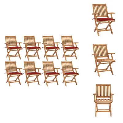 Produktbild von vidaXL Klappbare Gartenstühle mit Kissen 8 Stk. Massivholz Teak -  Gartenstühle