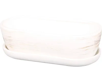 Image de Boîte à cactus KAKTUS O WHITE avec soucoupe 34 cm blanc mat