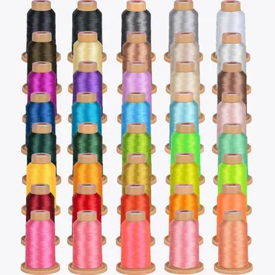 Imagen del producto de Kit de hilo de poliéster para bordado: ideal para máquinas de coser y bordar, disponible en 40 colores, con 4000 metros, alta resistencia a la rotura y brillo metálico