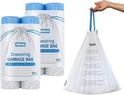 Obrázek produktu pro Plastové pytle na odpadky, odolné proti roztržení a nepropustné, objem 60–70 litrů