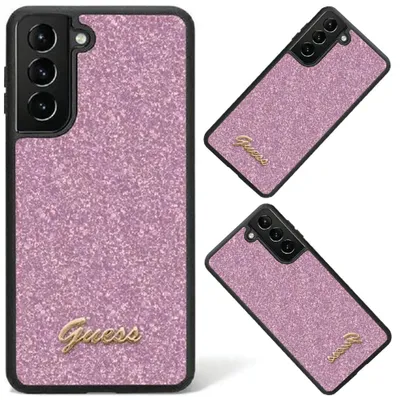 Produktbild von Guess GUHCS24SHGGSHU S24 S921 lila hardcase Glitter Script Schutzhülle