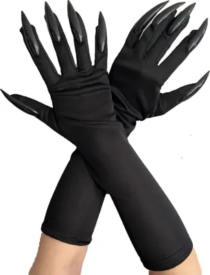 Produktbild von MCBOSON Halloween schwarze Glitzernägel NäGel Krallen Handschuhe, Teufel spielen, FüR Cosplay Handschuhe, Eisseide