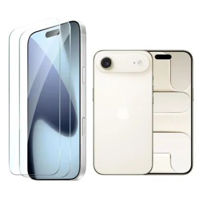 Produktbild von CLM-Tech 2er Set Schutzfolie kompatibel mit iPhone 17 Air Panzerfolie 6,6 Zoll Panzerglas Crystal Clear Displayschutz 9H Glas Displayfolie Schutzglas - Unterstützt Fingerabdruck-ID - Folie kristallklar 2X Stück