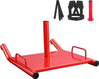 Produktbild von Kraft- und Geschwindigkeitstraining Zug-Schlitten - Stahl Trainingsgerät für 2'' Gewichtsscheiben - Rot