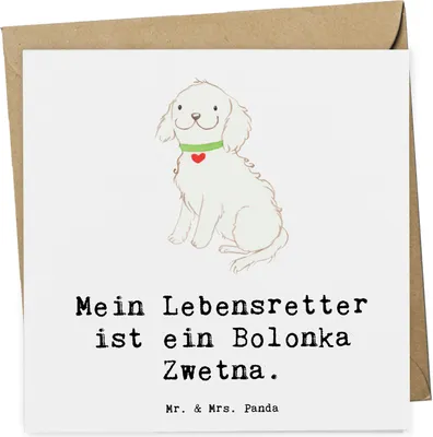 Produktbild von Mr. & Mrs. Panda Klappkarte Bolonka Zwetna Lebensretter - Weiß - Geschenk, Glückwunschkarte, doppelkarte, faltkarte, anlasskarte, Tsvetnaya, Grußkarte