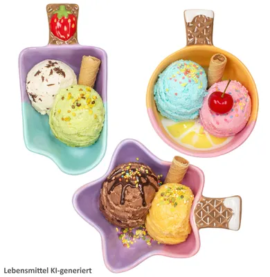 Produktbild von 3er Set Eisschalen Komet 150ml Stern Orange Stieleis mit Griff Dessert