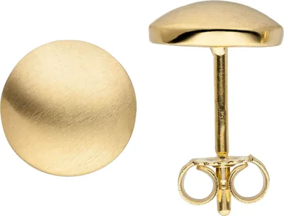 Produktbild von Ohrstecker Plättchen rund gewölbt Ø8mm aus 333 Gold Gelbgold Ohrschmuck mattiert
