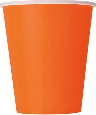 Produktbild von 14 Stück orange Pappbecher, 266 ml Fassungsvermögen