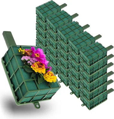 Zdjęcie produktu dla com-four® 30x pianka florystyczna do kompozycji kwiatowych z uchwytem i siatką – pianka florystyczna