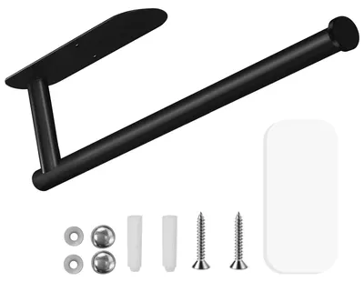 Produktbild von Bohrfreier Küchenrollenhalter, selbstklebender Rollenhalter, wandmontierbarer Küchenrollenhalter aus Edelstahl, Rollenhalter für Küche und Bad (schwarz)