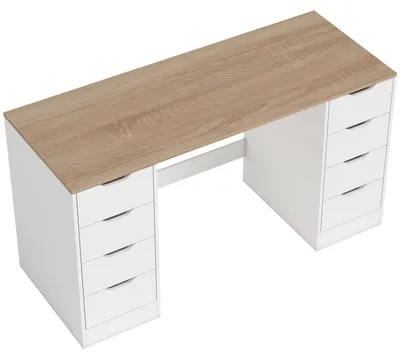 Immagine prodotto di Scrivania con computer, 140 cm, con 8 cassetti - Bianco | Colore: Bianco | Dimensioni: 140x53x75 cm
