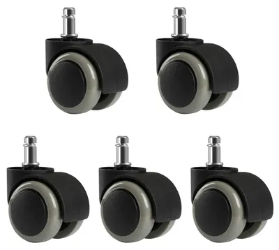 Immagine prodotto di Solidchoice - 5 pezzi di ruote di ricambio per sedie da ufficio con perni da 11 mm e protezione per il pavimento