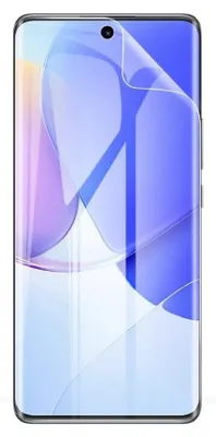 A clear, front-facing shot of a smartphone with a screen protector applied.
