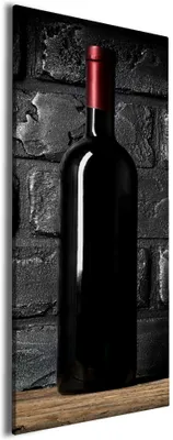 Produktbild von Wallario Premium Leinwandbild Rotwein-Flasche am Abend in Größe 50 x 125 cm