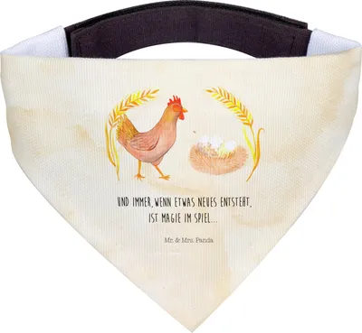 Produktbild von Mr. & Mrs. Panda Bandana Huhn Stolz - Vintage - Geschenk, Bauernhof, Hundehalstuch, Hof, Schwangerschaft, Spruch, Halstuch für Hund, Motivation, Hunde Hals Tuch, Hahn
