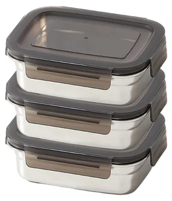 Produktbild von Lunchbox 600 ml Edelstahl 304, luftdicht, auslaufsicher, stapelbar, BPA-frei, für Schule und Arbeit