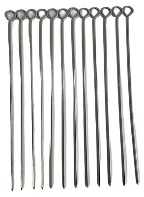 Produktbild von Grillspieße 12er Set 40 cm Metall Schaschlikspieße mit Ring BBQ Fleischspieße