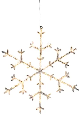 A hanging LED snowflake decoration.