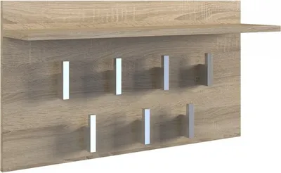 Produktbild von CDF Garderobenpaneel 2F | Farbe: Eiche Sonoma | Platz für Kleidung, Mäntel, Jacken | Ideal für Eingangshalle, Flur, Arbeitszimmer, Büro | 7 stabile Haken