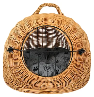 Image de Panier de transport en osier avec poignée et coussins