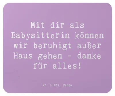 Produktbild von Mr. & Mrs. Panda Mouse Pad Spruch Babysitter Dank - Lavendeltraum - Geschenk, Wertschätzung, Danke sagen, Betreuungsperson, Geschenkidee, Mousepad, Aufmerksamkeit, Kinder