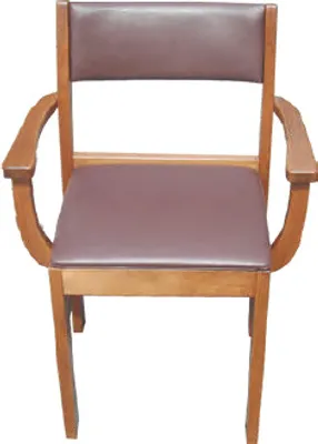 Produktbild von wohnlicher Toilettenstuhl aus Holz, feststehend, dunkel mit Polszterauflage und Eimer