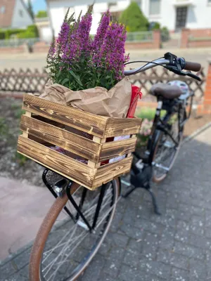 Produktbild von Obstkiste Bella geflammt Fahrradkorb Geschenkkiste Aufbewahrungskiste Dekokiste Weinkiste