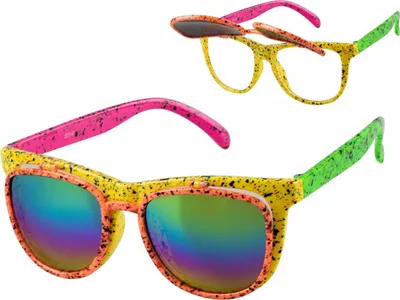 Produktbild von Flip Up 80er Party Brille neon - Fasching Karneval