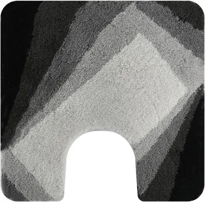 Produktbild von Spirella Badteppich Badematte „Kali“ Duschvorleger Mikrofaser Hochflor | flauschig | rutschhemmend | geeignet für Fußbodenheizung | 55x55 cm mit WC Ausschnitt | Grau