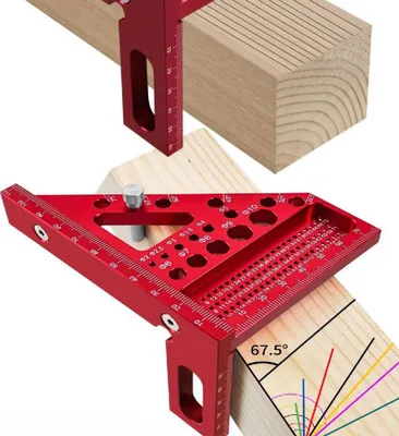 Image de Règle de mesure à angles multiples en alliage d'aluminium pour le travail du bois, le bricolage, les onglets, les triangles et les règles de mesure multifonctionnelles pour les ingénieurs et les charpentiers