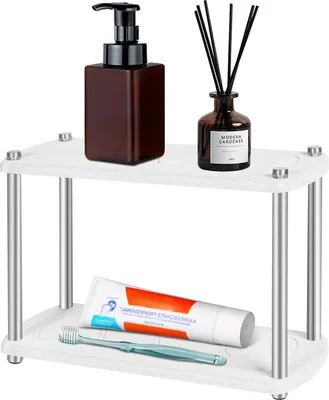 Image de (2 étages, blanc) Caddy pour évier, 2 étages, organiseur d'évier de cuisine à séchage instantané, support d'éponge pour évier de cuisine, socle à diatomées, support