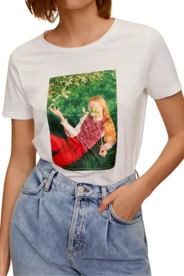 Immagine prodotto di Maglietta Mango donna in cotone bianco M