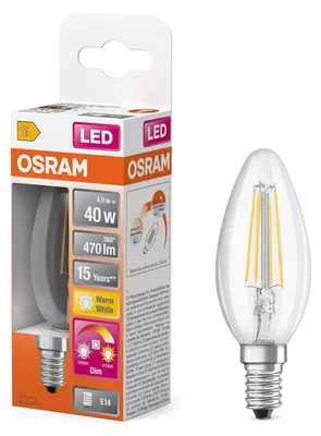 Image de Ampoule Transparente Led Flamme E14 4w 470 Lm Blanc Chaud Ampoule Transparente Led Flamme E14 4w 470 Lm Blanc Chaud - Osram
