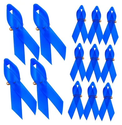 Produktbild von 100 Stück Blau Satinband mit Sicherheitsnadel für Anstecknadeln, Schleifen und Broschen