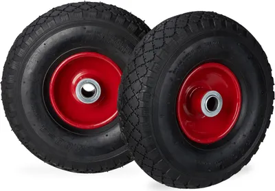 Produktbild von 8 x Sackkarrenrad 3.00-4 im Set, luftbereift, bis 100 kg, 260 x 85 mm, Ersatzrad mit Stahlfelge, Luftrad, schwarz-rot