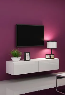 Zdjęcie produktu dla Cama Szafka RTV VIGO '140' 30/140/40 biały/biały połysk, Biały, Płyta wiórowa, Biały, Płyta wiórowa, Laminat, Matowy