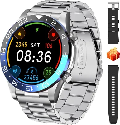 Produktbild von Smartwatch Herren 1,43 Zoll AMOLED Anruf Bluetooth Fitness Tracker IP68 Wasserdicht Herzfrequenzmonitor Schlafmonitor Uhr für Android iOS